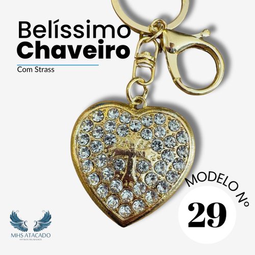 Chaveiro Aparecida com Strass - Modelo 29 (12 Unidades)
