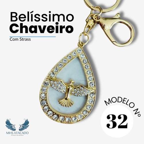 Chaveiro Aparecida com Strass - Modelo 32 (12 Unidades)