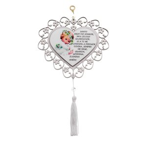 Mandala Coração Anjo da Guarda Resinado - Branco