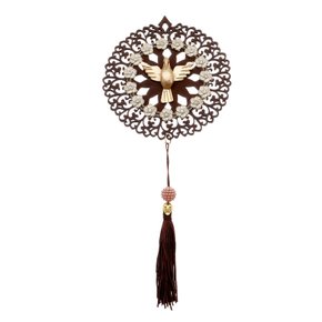 Adorno de Porta Divino Espirito Santo Flor Strass - Marrom
