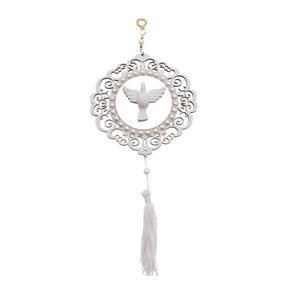 Adorno em Decoupage com espelho Divino Espirito Santo - Branco