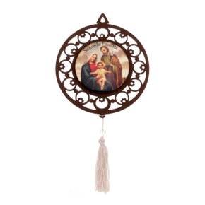 Adorno Redondo Único Resinado Sagrada Família - Marrom