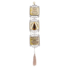 Adorno Triplo Quadrado Aparecida - Branco