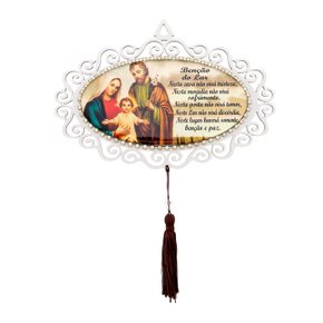 Adorno único oval Sagrada Família Com strass