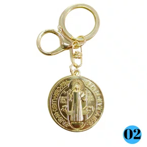 Chaveiro SAO BENTO DOURADO MEDALHA - Modelo 02 (12 Unidades)