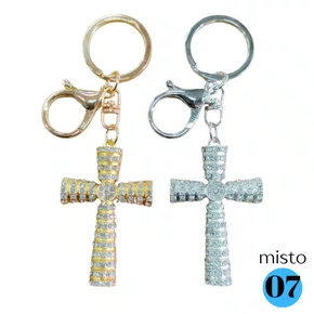 Chaveiro CRUZ PRATA E DOURADO MISTO  - Modelo 07 (12 Unidades)