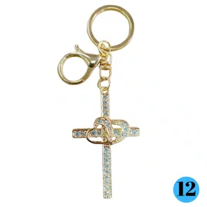 Chaveiro CRUZ COM CORAÇÃO NO CENTRO- Modelo 12 (12 Unidades)