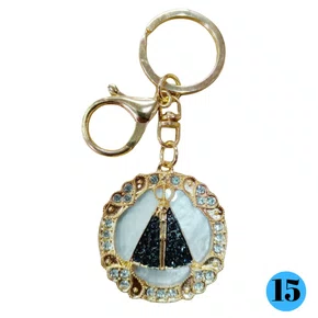 Chaveiro APARECIDA COM FUNDO MADRE PEROLAS - Modelo 15 (12 Unidades)