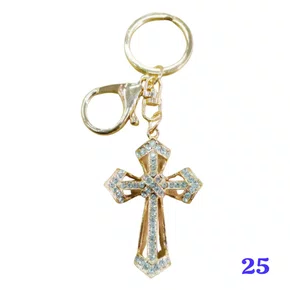 Chaveiro CRUZ TRANÇADA com Strass - Modelo 25 (12 Unidades)