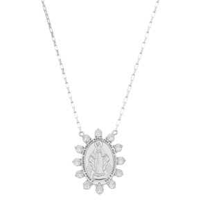 Colar De Prata Nossa Senhora Das Graças Com Zircônia