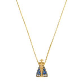 Colar Ouro Aparecida Pequena Com Zircônias