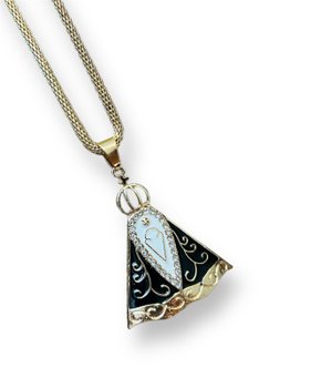 Colar Pingente Grande Strass Aparecida Bijuteria mod 05- (12 Unidades)