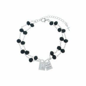 Escapulário de Pulso Folheado Prata Cristal - Preto