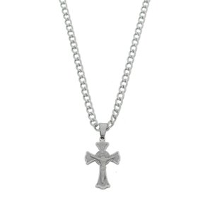 Corrente Aço Inoxidável Cruz Estilizada Prata - mod 1