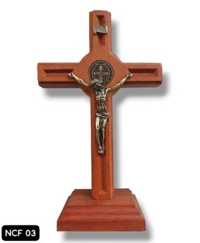 Crucifixo em Madeira - Cruz Friso - 19CM