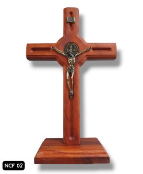 Crucifixo em Madeira - Cruz Friso São Bento G - 27CM