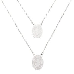 Escapulário de Aço inoxidavel - São Bento Oval