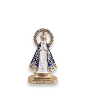 Imagem Aparecida Metal com Strass Dourada Resplendor - 12 Unidades