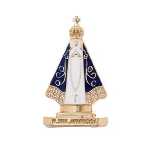 Imagem Aparecida Metal com Strass Dourada - 12 Unidades