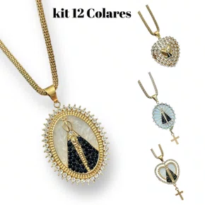Kit Colar Strass Bijuteria Sortidos - (12 Unidades)