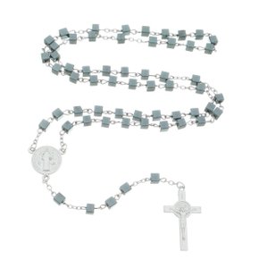 Terço de Hematita Quadrado São Bento (12 unidades)