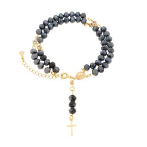 Terço de Pulso Folheado Cristal Azul Pretóleo