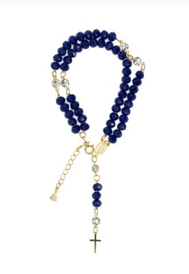 Terço de Pulso Folheado Cristal Azul Royal (DÚZIA)