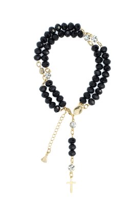 Terço de Pulso Folheado Cristal Preto