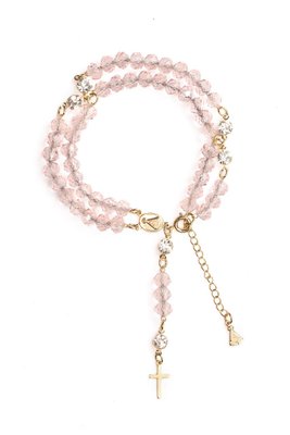 Terço de Pulso Folheado Cristal Rosa (DÚZIA)