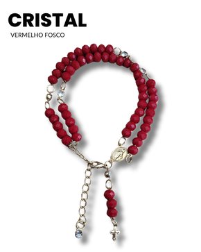 TERÇO DE PULSO FOLHEADO VERMELHO FOSCO