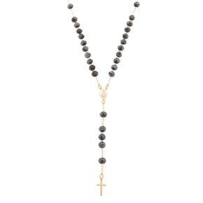 Terço Folheado Cristal Azul Petróleo (DÚZIA)