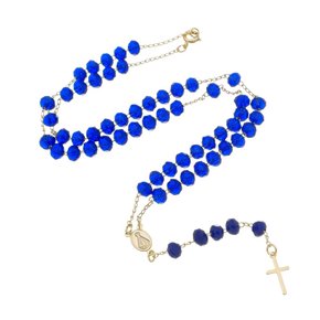 Terço Folheado Cristal Azul Royal