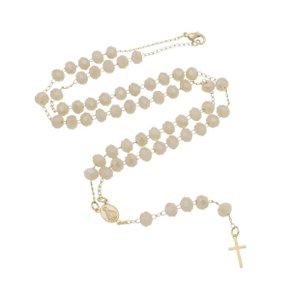 Terço Folheado Cristal Champanhe